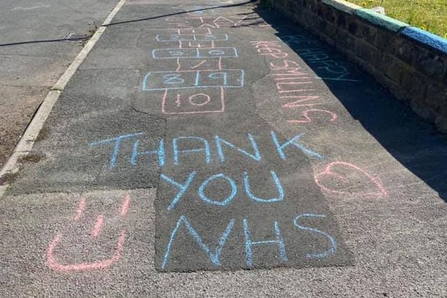 This NHS hopscotch was chalked on a street in Lower Wortley. Photo: Sarah Tate