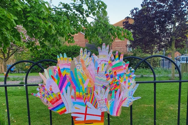 Children at Fairfield Manor have been decorating their gardens and street with drawings.