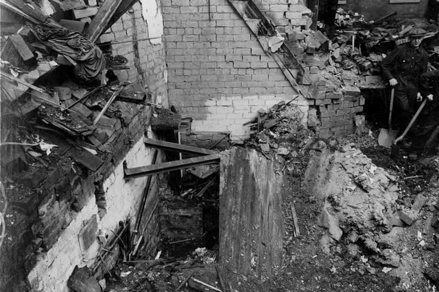 This bomb damage on Ingram Road at Holbeck was caused by the Luftwaffe on a night raid at the end of March 1941.