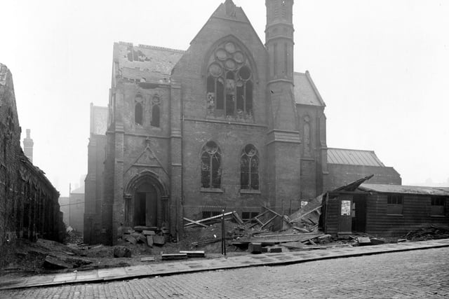 This is Oak Road Congregational Church, at the junction of Oak Road and Stapleton Road, which suffered bomb damage during a raid in October 1941.