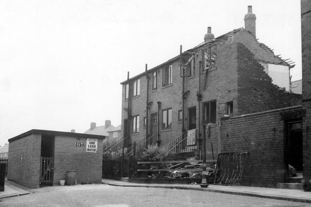 The last bombs to fall on Leeds killed five people and damaged homes in Armley, Bramley, Kirkstall and Stanningley. Pictured is Nansen Terrace in Bramley.