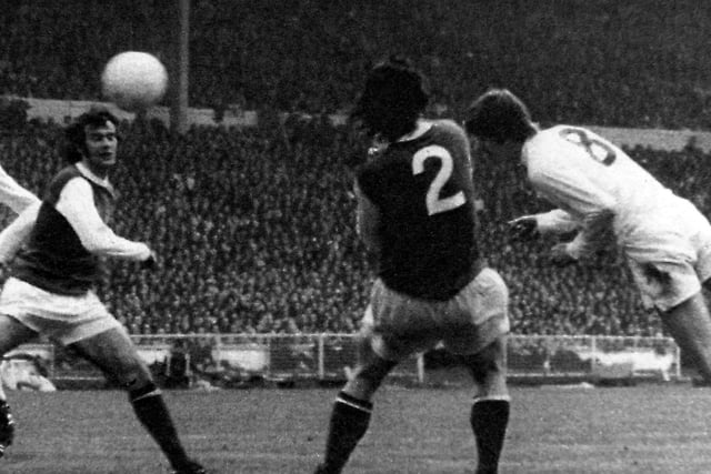 'Clarke 1-0' said commentator David Coleman. Mick Jones sent across a hard, shoulder-high centre and Clarke headed powerfully past Arsenal keeper Geoff Barnett's left hand from 15 yards.