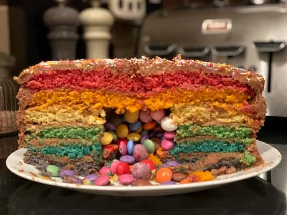 Sameet Mistry said: "A rainbow pinata cake made by Ash Mistry."