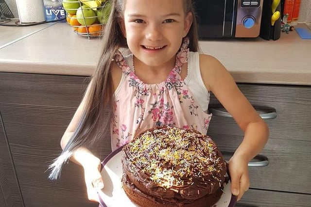 Jane said: "My daughter Lily age 7 baked a chocolate fudge cake with her dad."