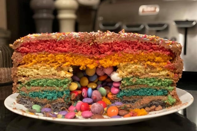 Sameet Mistry said: "A rainbow pinata cake made by Ash Mistry."