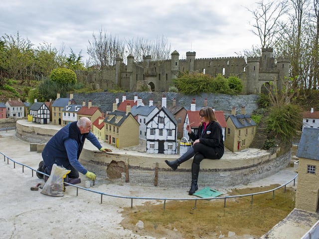 Owner Jan Whitehead chats to maintainance manager Bob Bunce at the Bondville Model Village in Sewerby.