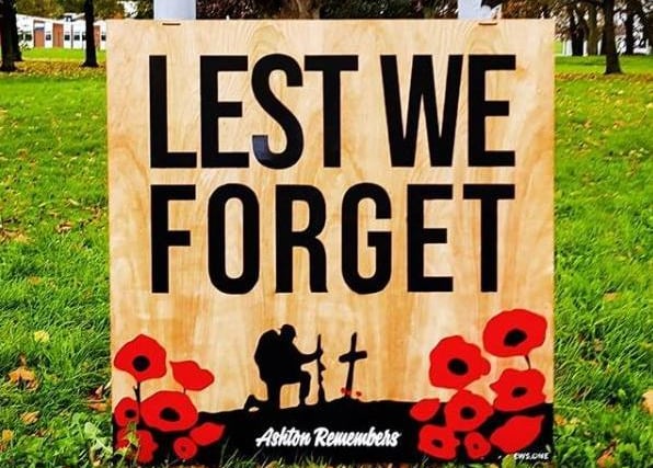 Lest We Forget - This Remembrance Day sign from November honours those who fought and died in the First World War. Credit: Vews_One