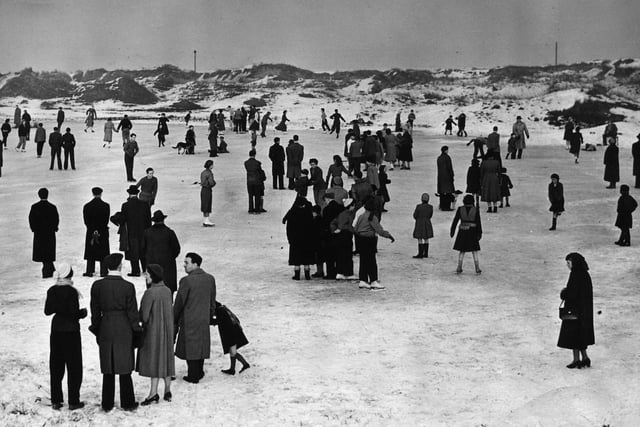 Skaters on a frozen pond in St Annes in 1955