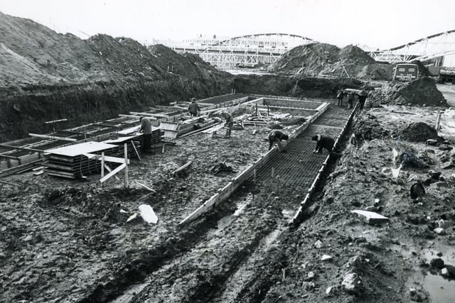 The foundations being laid for the Steeple Chase in the early 1900s.