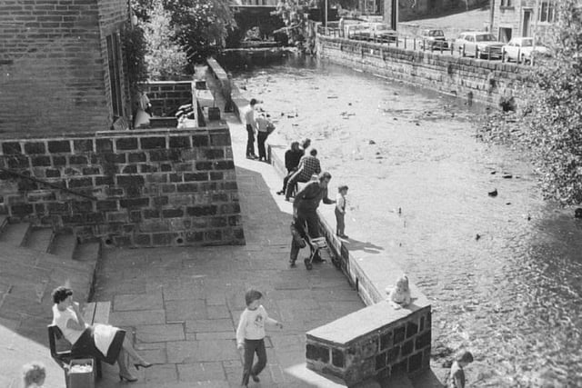 Hebden Bridge Residents enjoying time by the canal in 1982.