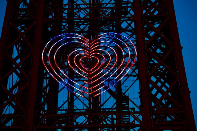Heart of the town - Blackpool's famous tower lit up with its dazzling heart-shaped light