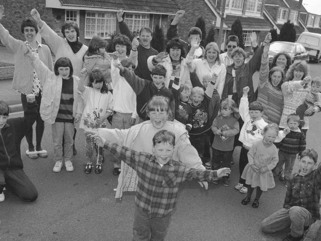 The residents of Chantry Drive, East Ayton, ready for their party.