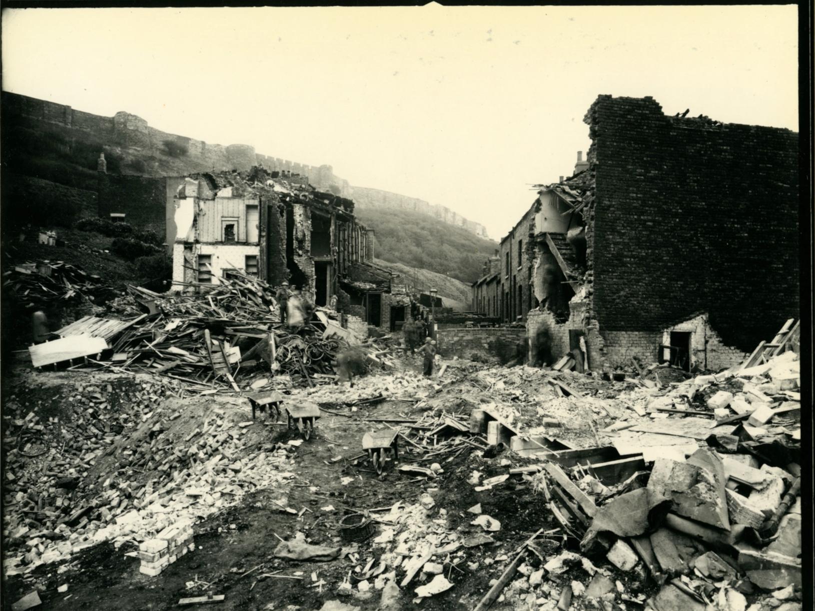1940 ... Potter Lane, now where Castle Gardens stands, beneath the castle, was wiped out by an air raid that killed four and injured 31 people. Nearly 600 families in 28 streets around it were affected.