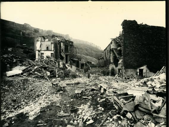 1940 ... Potter Lane, now where Castle Gardens stands, beneath the castle, was wiped out by an air raid that killed four and injured 31 people. Nearly 600 families in 28 streets around it were affected.