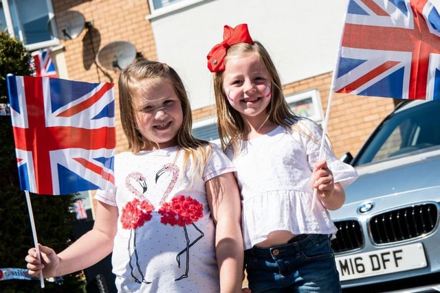 Caitlyn and River-May enjoy the VE Day celebrations at a street party in Cleveleys