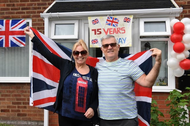Cath and Ray Sutton celebrate VE Day on their doorstep