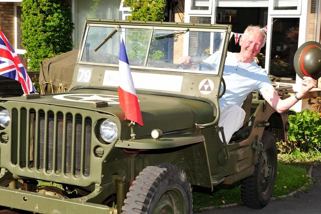 Bob MacAlster is pictured in a 1943 Willys Jeep that belongs to Rob Pile at the Beckwith Crescent street party.