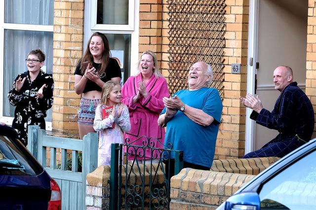 Residents of Mayville Avenue enjoy a visit from 'Boris Johnson' - alias their neighbour Nigel Cunningham