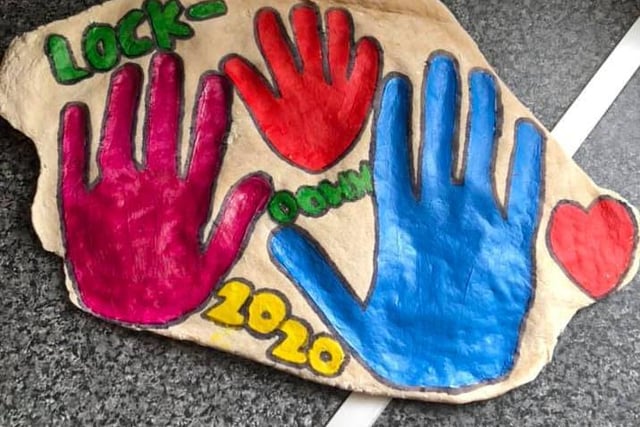 Sammie Louise Atkinson said: "Family hand prints we created to represent lockdown 2020."