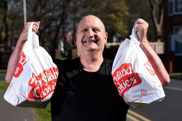 Bernie Glen, 65, who has worked for Burtons Biscuits for over 40 years, has been delivering bags of free biscuits around Blackpool