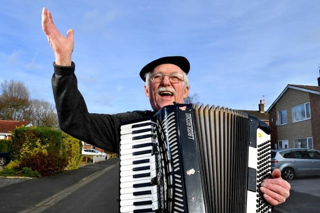 Musician Bryan has been entertaining neighbours in Longton with his violin and accordian to keep their spirits up