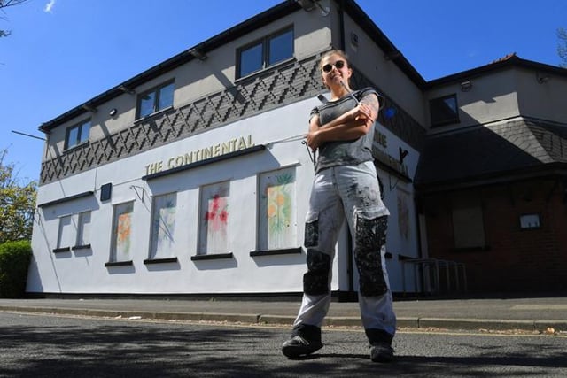 Painter and decorator/ Fine Arts student Hannah has painted murals on the side of The Continental pub in Preston that have become incredibly popular
