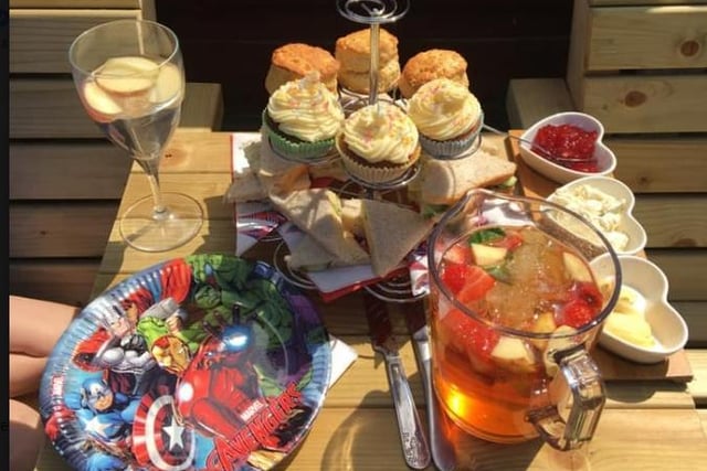 Kerry Kezza Lou Mabbley said: "Afternoon tea complete with superhero plates and house and garden decorated with homemade decorations."