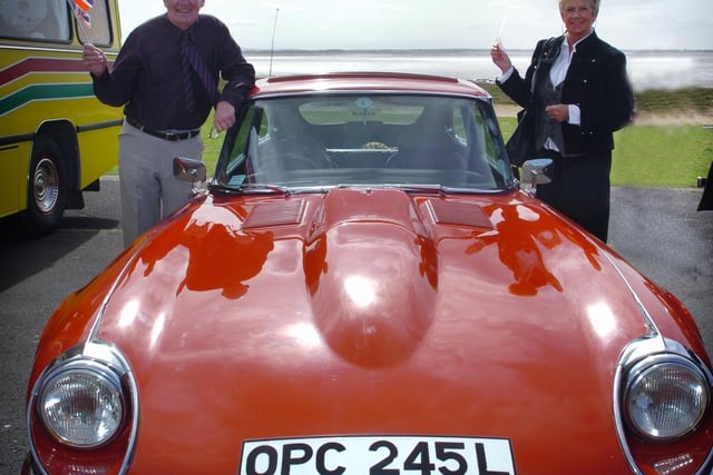 2006 - Blackpool Vehicle Preservation Group rally. Bispham couple Bill Smith and Adrienne Roberts with their 1973 V12 E-Type Jaguar.