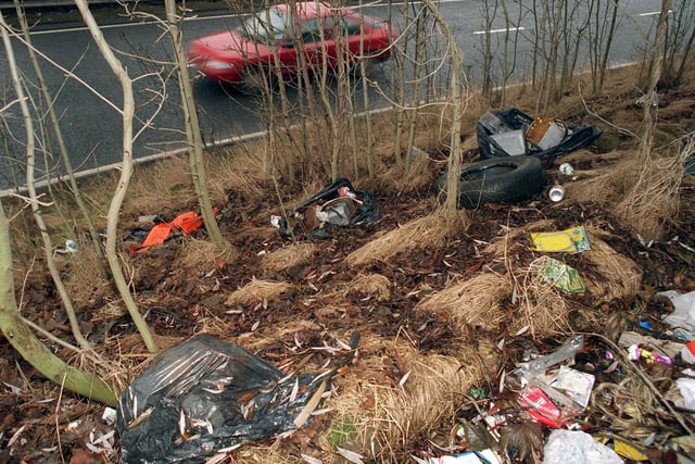 The Bypass was plagued by rubbish strewn in the grass verges by the carriageway in January 1996.