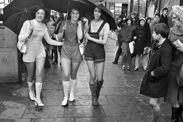 The latest fashion craze of hot pants caused quite a stir in Wigan town centre in February 1971.