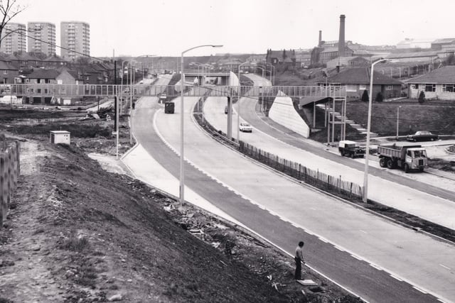 Another view of the Bypass just after it had opened to motorists in the early 1970s. Have you spotted the workman looking at the drains?
