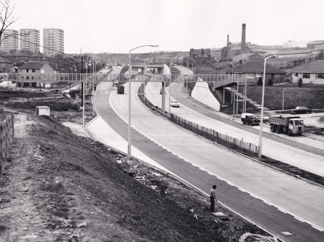 Another view of the Bypass just after it had opened to motorists in the early 1970s. Have you spotted the workman looking at the drains?