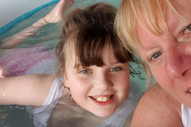Jane Moore and daughter Sian enjoying the hot tub