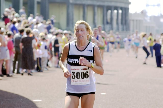 Caroline Betmead, the first woman across the finish line at the Blackpool 10K fun run