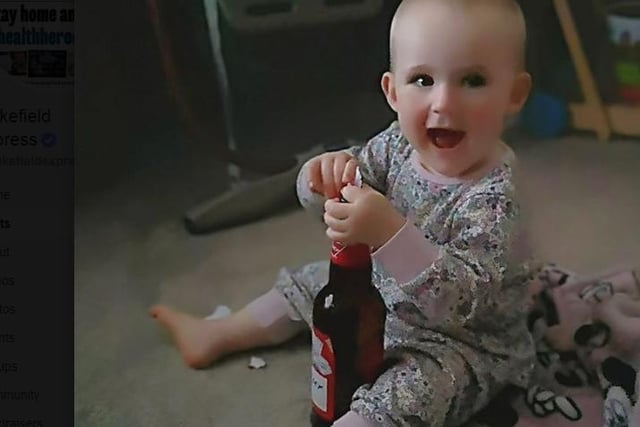 Catherine Goodall said; "Even our baby's turned to alcohol!" Adding: "disclaimer: the bottle is empty!"
