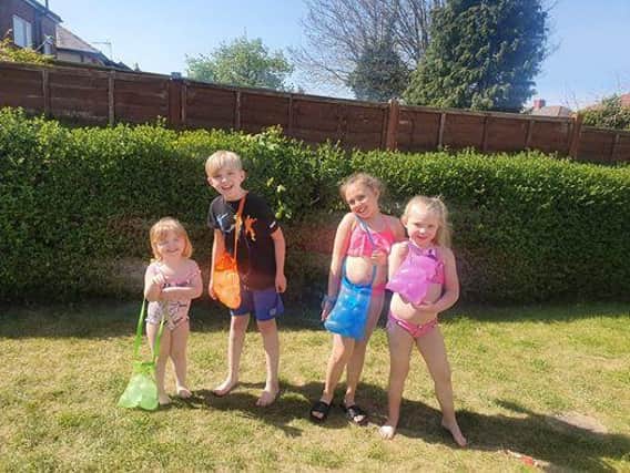 A lockdown water fight was the order of the day for Ethan, Darcie, Amelia and Alice.