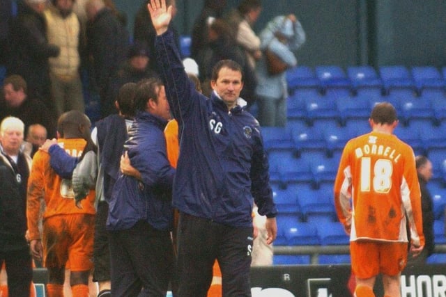 Manager Simon Grayson waves to the fans at full time