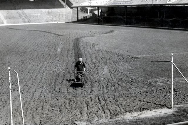 The Bloomfield Road pitch being ploughed in 1961