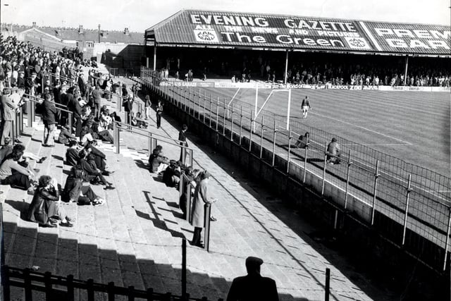 Wire fencing in the Bloomfield Road stands in the 1970s