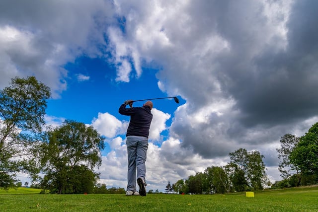 Charlie Dunn, of Leeds, tees off at hole four of Headingley Golf Club (photo: James Hardisty).