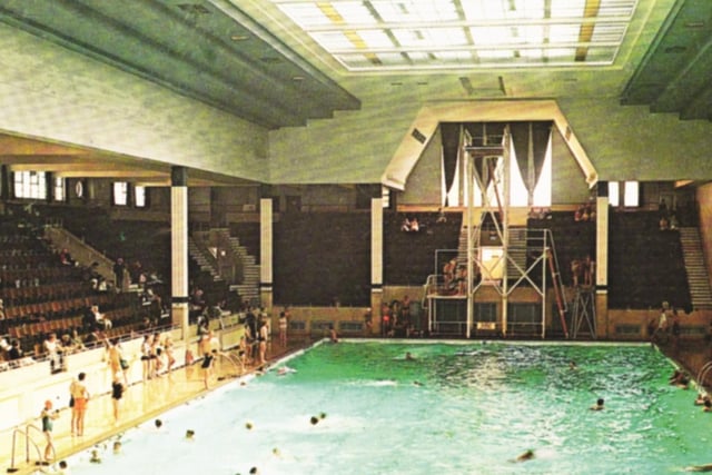 A colour photo of the pool which was a resort landmark