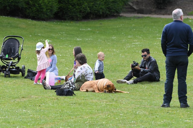 Families enjoyed a nice day in the park.
