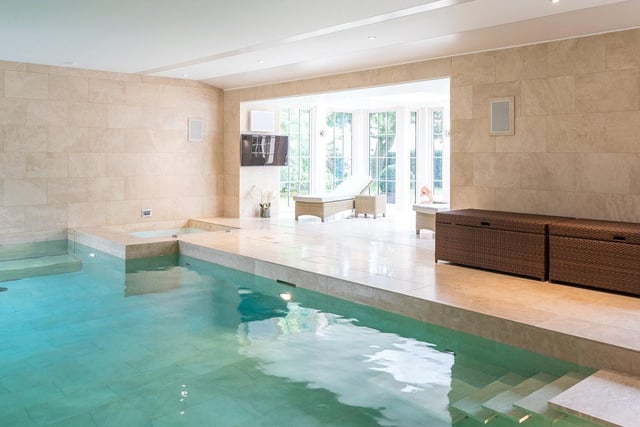 They include a stone lined indoor pool with an adjoining hot tub, a shower/steam room and changing facilities.