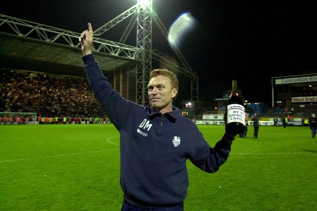 PNE boss David Moyes celebrates the play-off victory over Birmingham at Deepdale