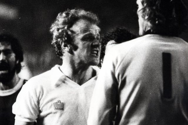 If looks could kill. Billy Bremner squares up to Bayern Munch goalkeeper Sepp Maier