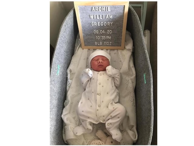 Daniel Gregory said: "Our first child, Archie Gregory, born during the lockdown on April 9th."