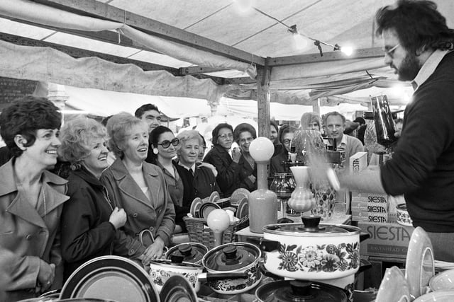 Wigan pot fair at Wigan market on Friday 17th of May 1974.