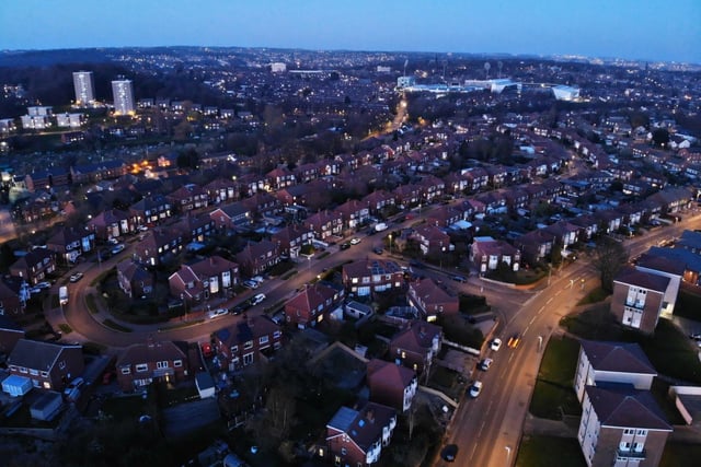 A drone captures the homes on Eden Crescent.