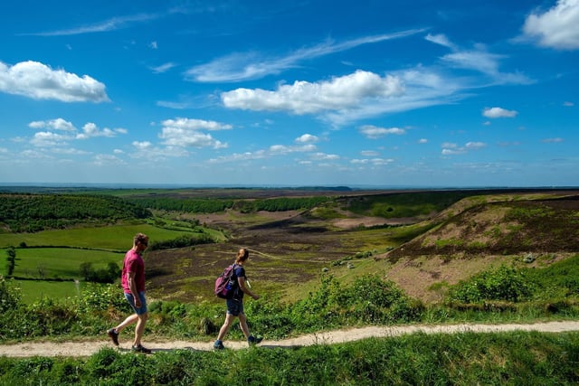 Bank Holiday walkers at the Hole of Horcum on the North Yorkshire Moors