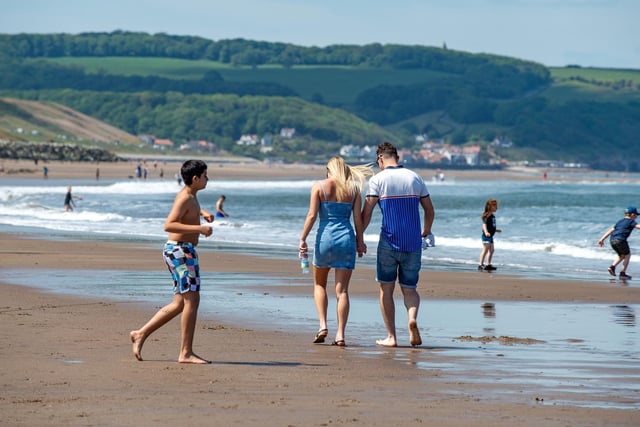 There was plenty of sunshine as families enjoyed the quiet Whitby beach